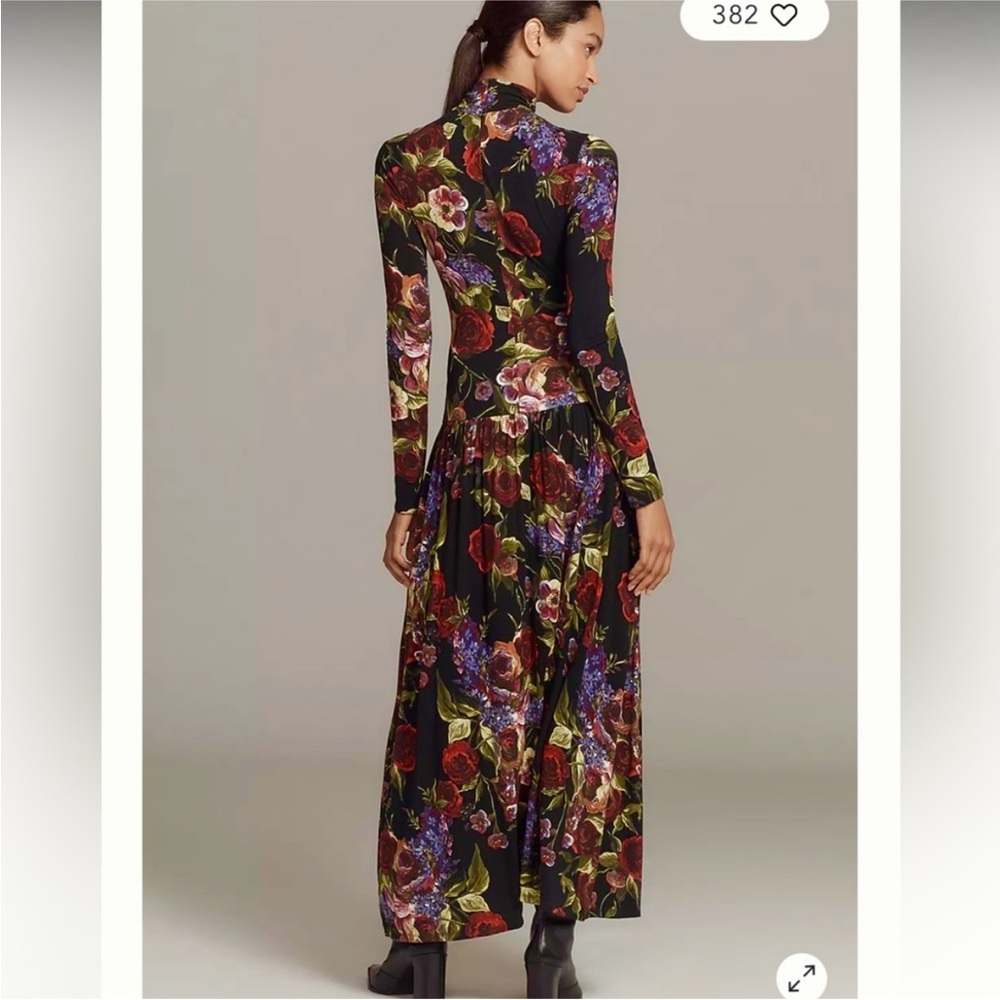 NWT Avec Les Filles Long-Sleeve Mock -Neck Anthropologie Portofino Rose Dress 14 - Picture 4 of 8